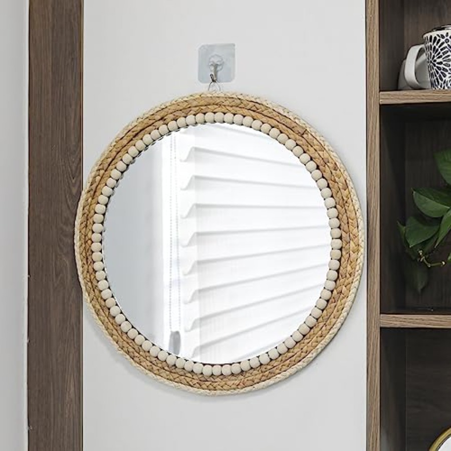 Boho Round Hanging Wall Mirror - Rattan Mirror Round ulasan dan harga