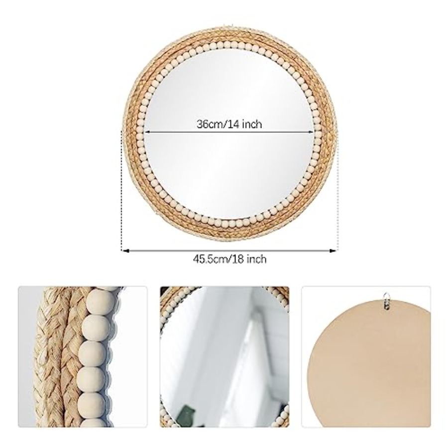 Boho Round Hanging Wall Mirror - Rattan Mirror Round ulasan dan harga