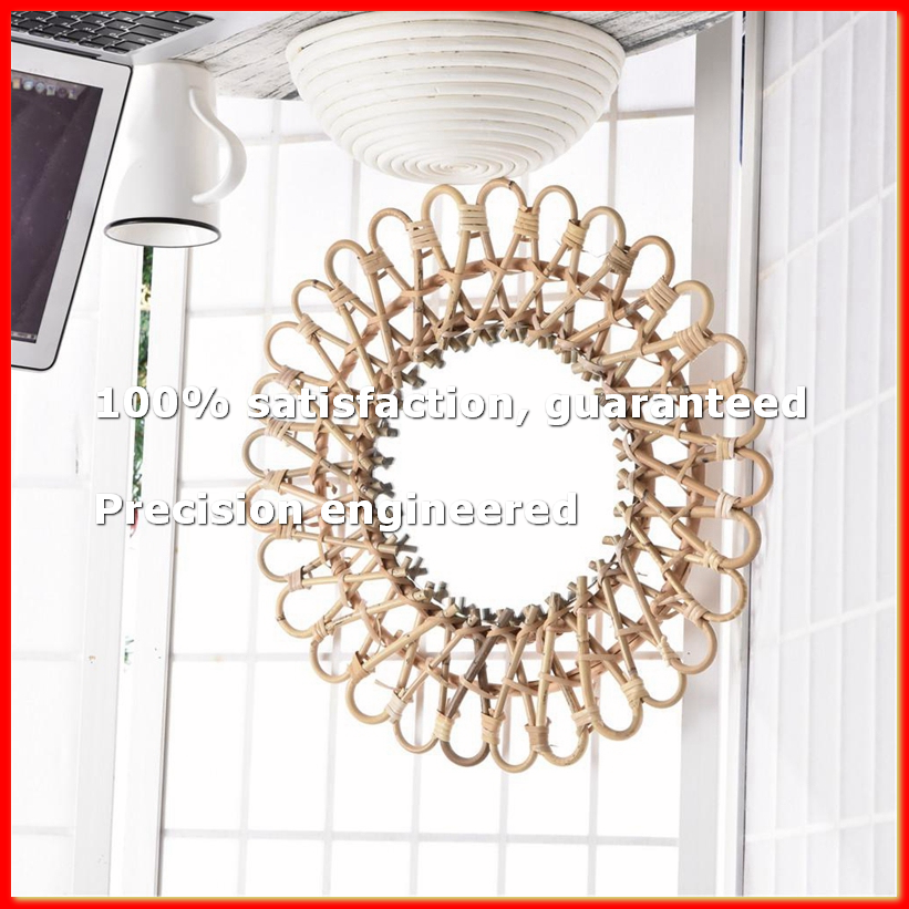 40Cm Nordic Wicker Wall-Mounte - Rattan Mirror Round ulasan dan harga
