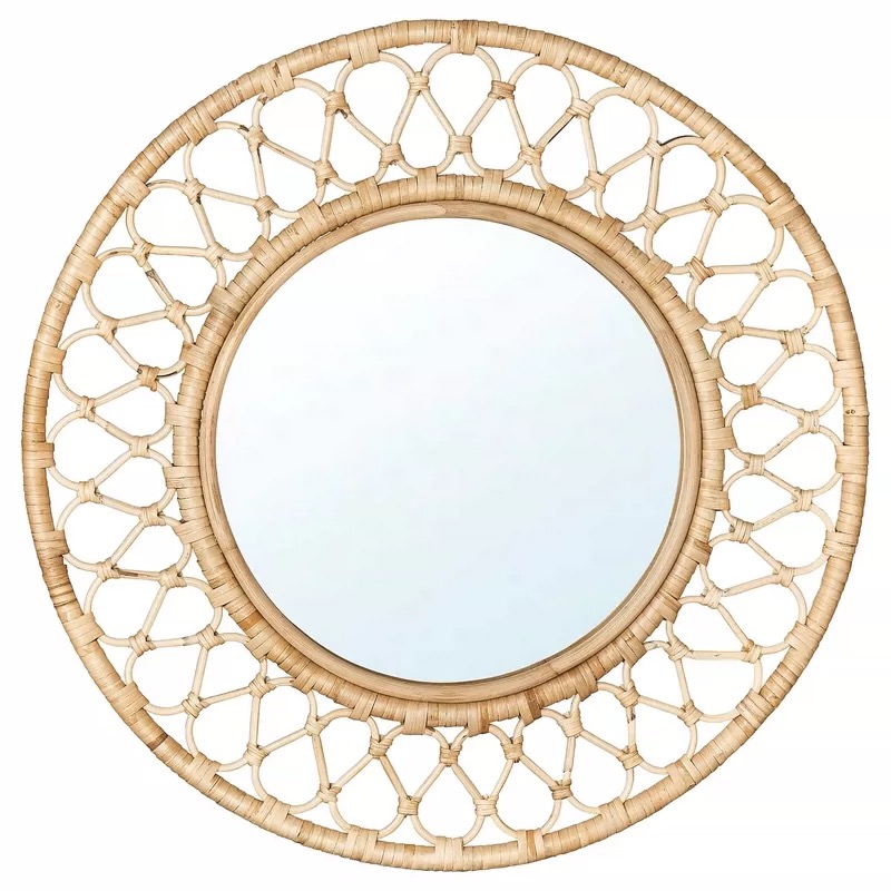 Round Rattan Wall Mirror, Natu - Rattan Mirror Round ulasan dan harga