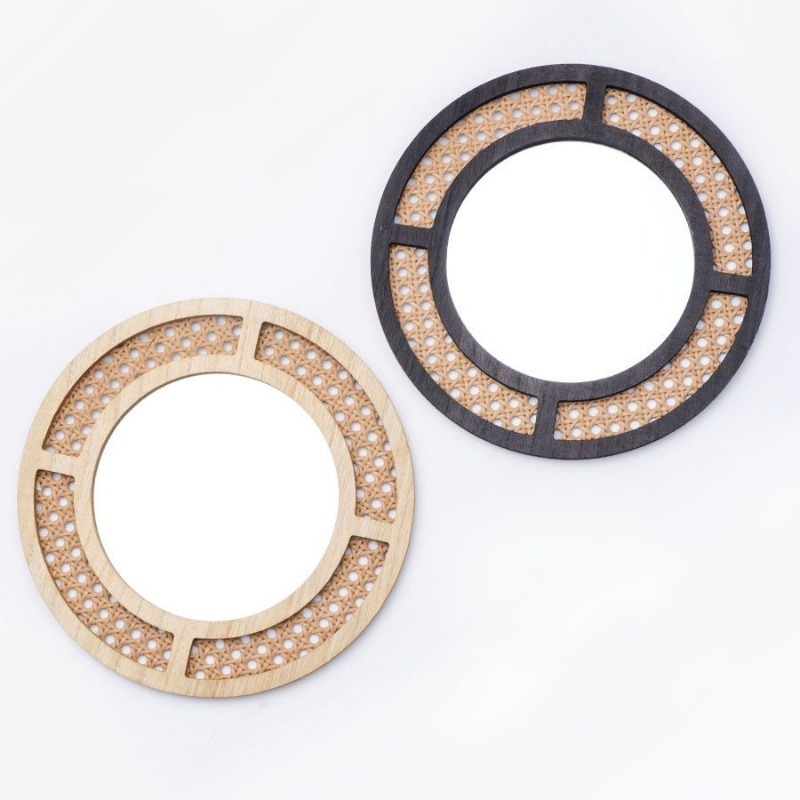 Creative Decorative Mirror Han - Rattan Mirror Round ulasan dan harga