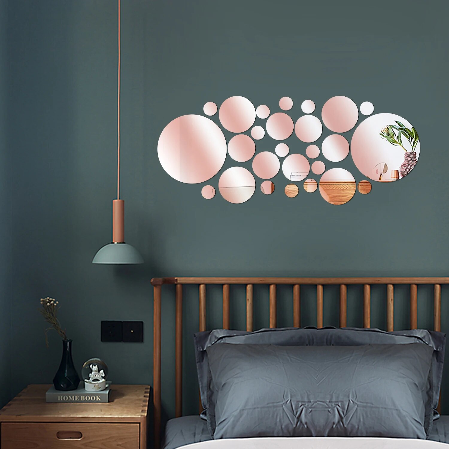 26PCS Geometric Circular Cryst - Rattan Mirror Round ulasan dan harga
