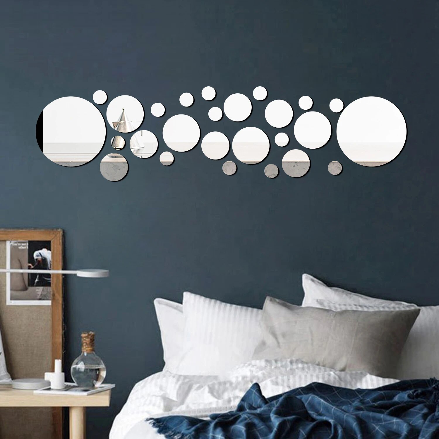 26PCS Geometric Circular Cryst - Rattan Mirror Round ulasan dan harga