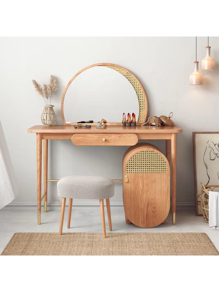 Bedroom furniture rattan decor - Rattan Mirror Round ulasan dan harga