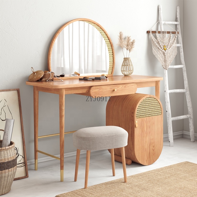 Bedroom furniture rattan decor - Rattan Mirror Round ulasan dan harga