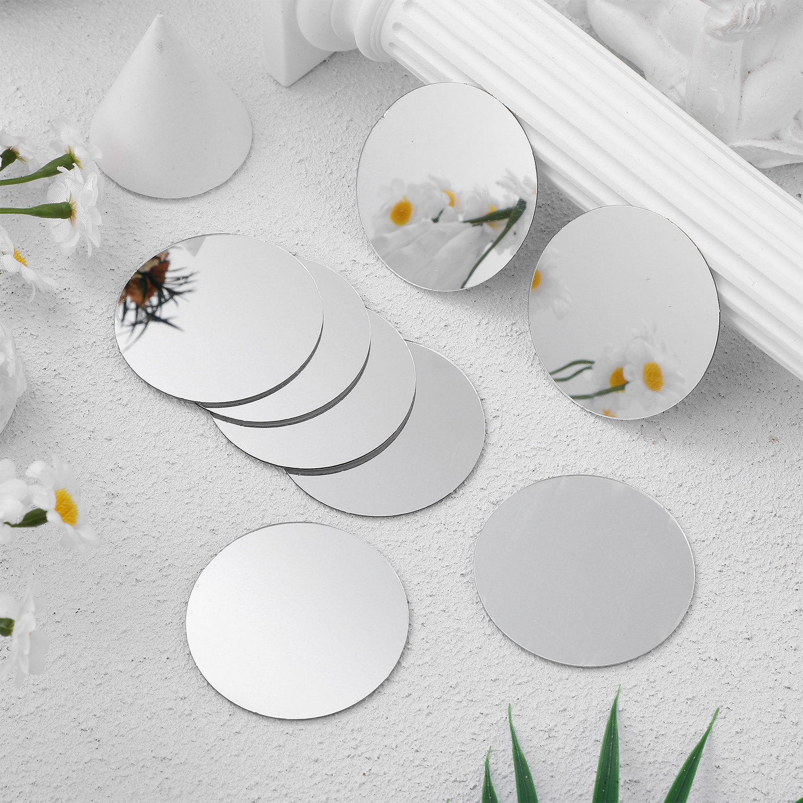 60Pcs Round Mirror Tiles Small - Rattan Mirror Round ulasan dan harga