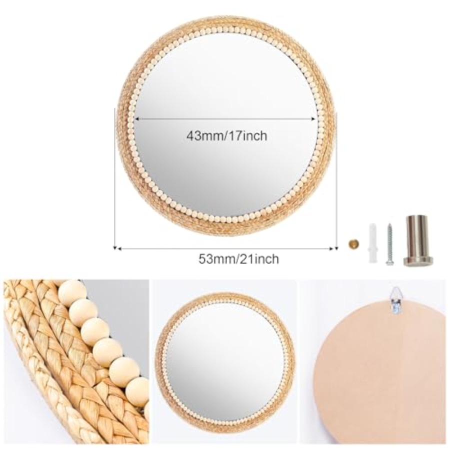 Boho Round Hanging Wall Mirror - Rattan Mirror Round ulasan dan harga
