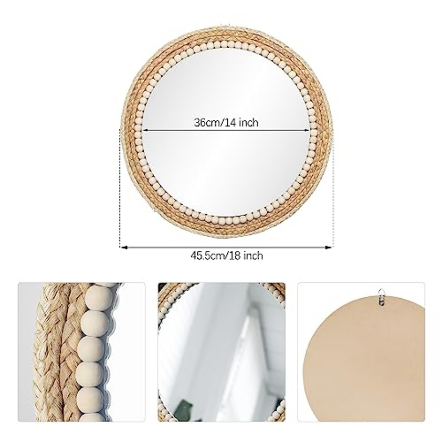 Boho Round Hanging Wall Mirror - Rattan Mirror Round ulasan dan harga