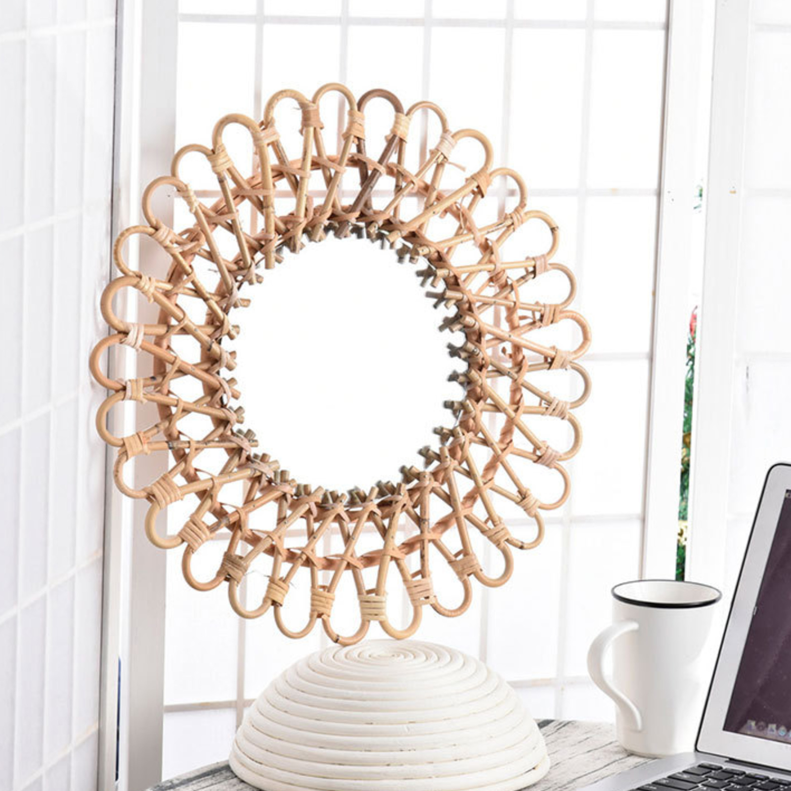 Rattan Wall-Mounted Mirrors,Cr - Rattan Mirror Round ulasan dan harga