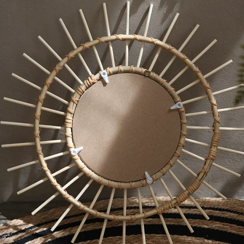 Creative Rattan Round Decorati - Rattan Mirror Round ulasan dan harga