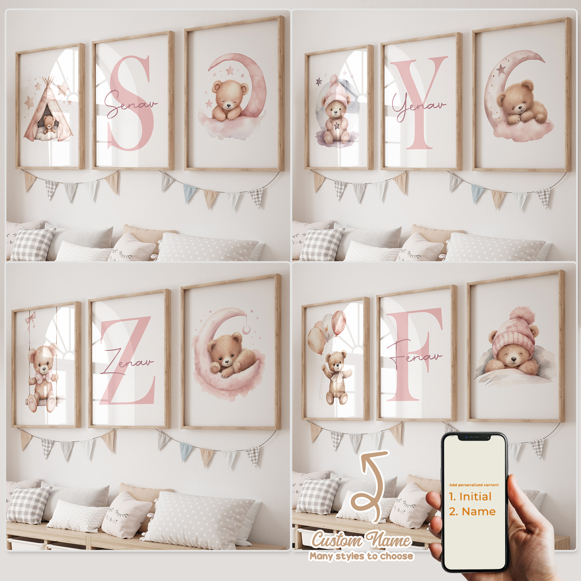 3pcs Personalized Custom Name  - Interior Design Room ulasan dan harga