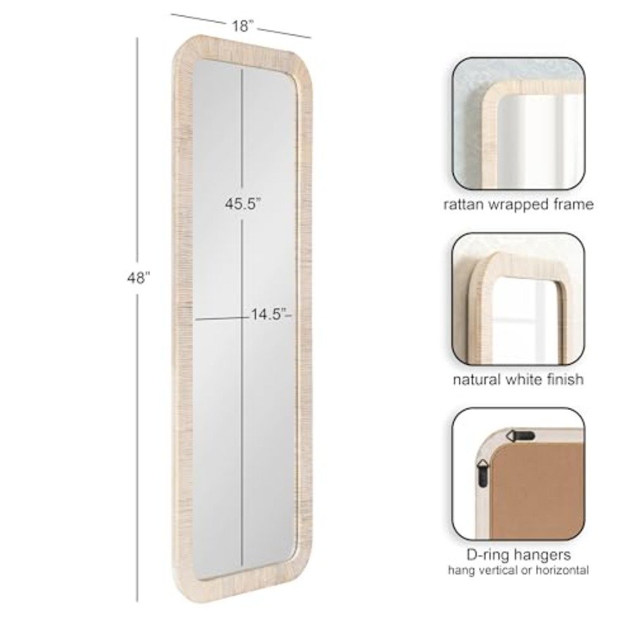 Rahfy Boho Rectangle Rattan Wa - Rattan Mirror Round ulasan dan harga