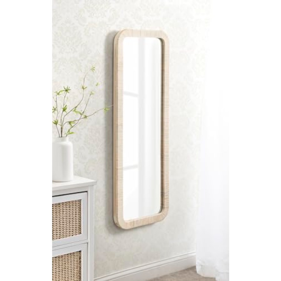 Rahfy Boho Rectangle Rattan Wa - Rattan Mirror Round ulasan dan harga