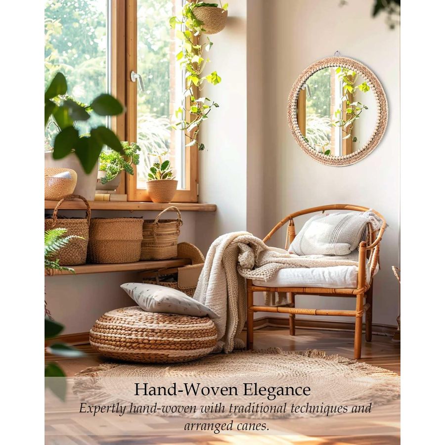 Round Hanging Rattan Circle Nu - Rattan Mirror Round ulasan dan harga