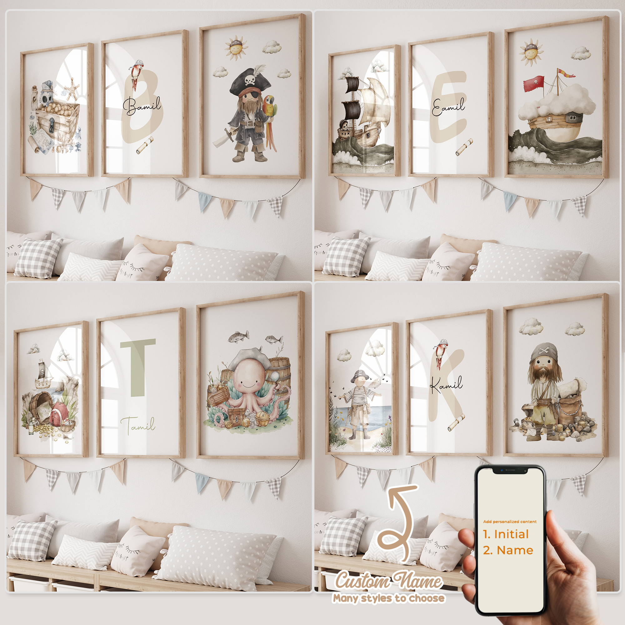 3pcs Personalized Custom Name  - Interior Design Room ulasan dan harga